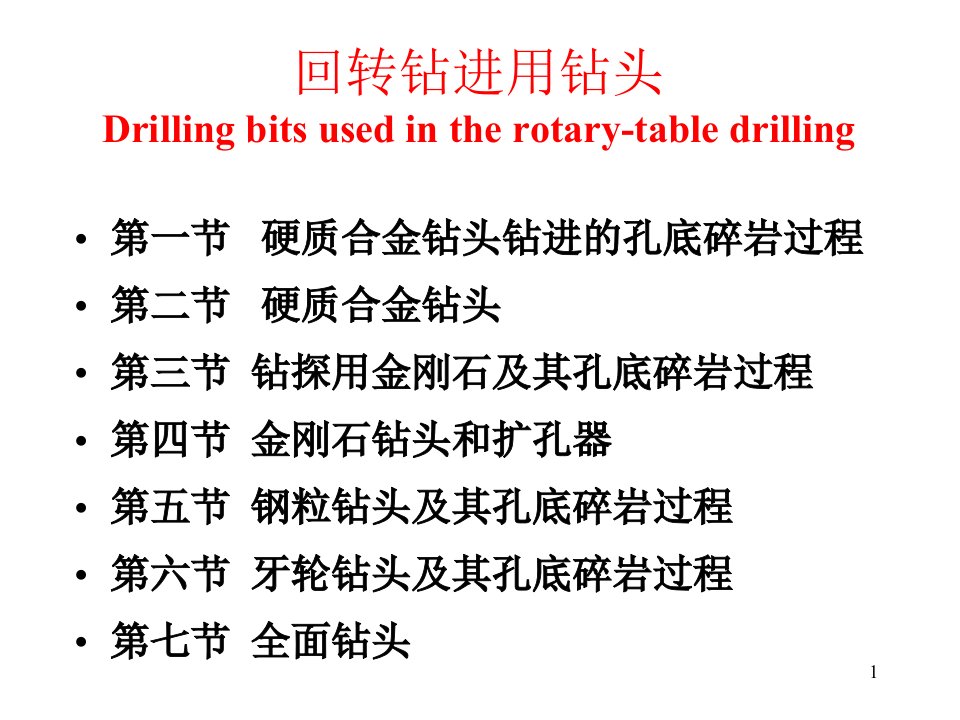 回转钻进用钻头概要ppt课件