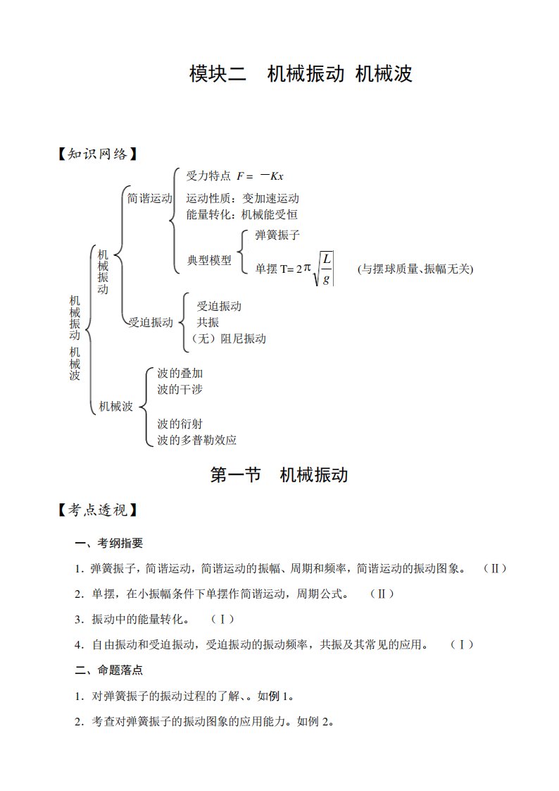 高三物理机械振动机械波高考一轮复习资料