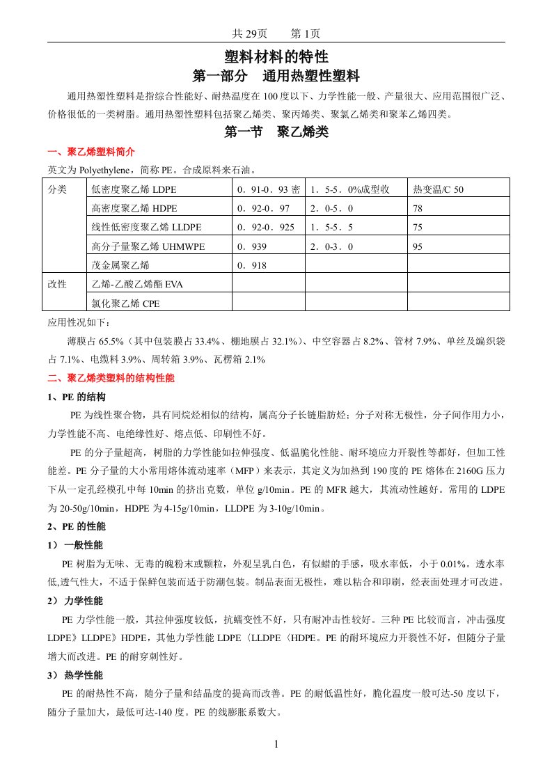 《塑料材料的特性》word版