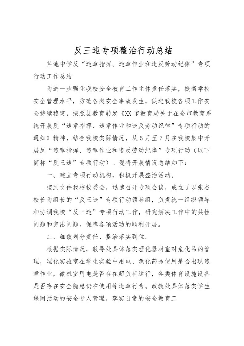 2022反三违专项整治行动总结