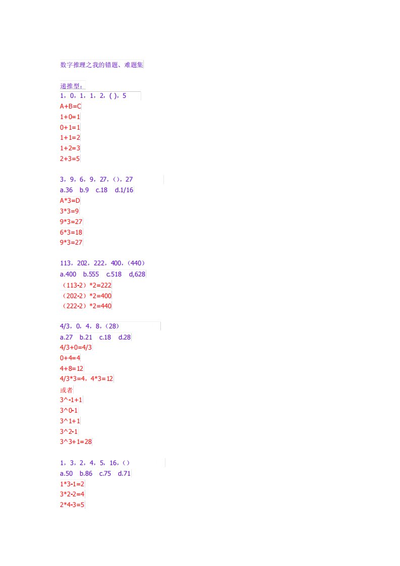 公务员考试行测数字推理全题型解析