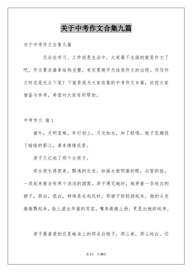 关于中考作文合集九篇