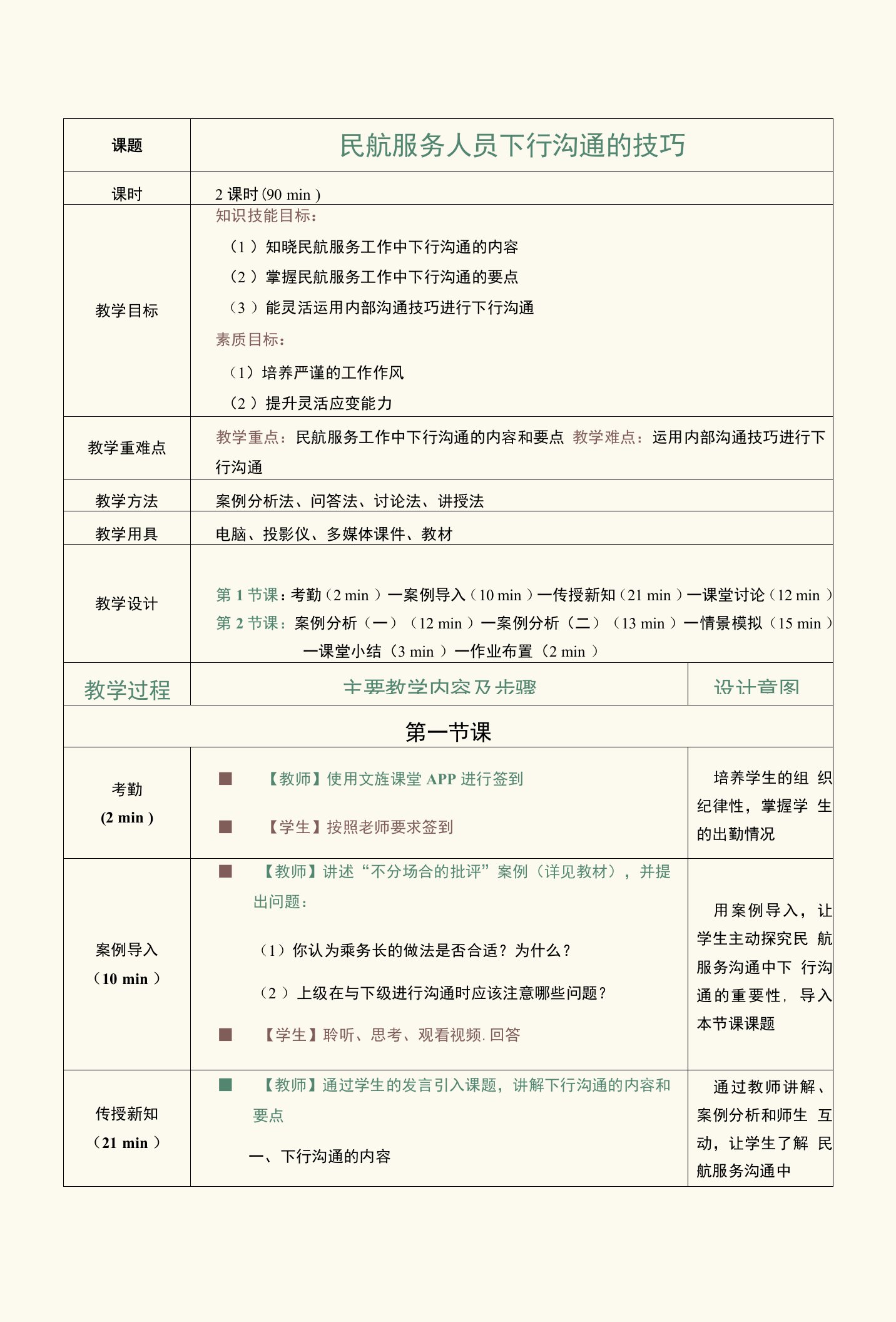 《民航服务沟通技巧（第2版）》王建辉）教案