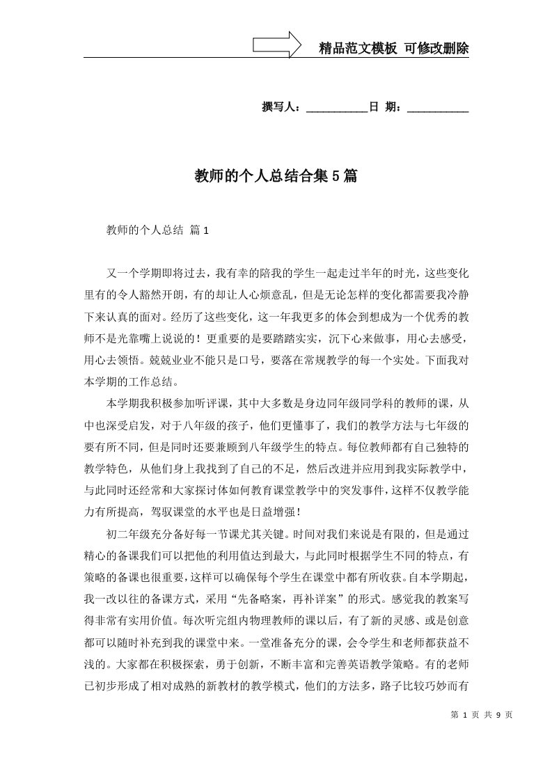 教师的个人总结合集5篇