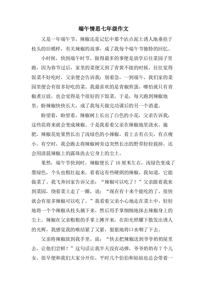 端午情思七年级作文