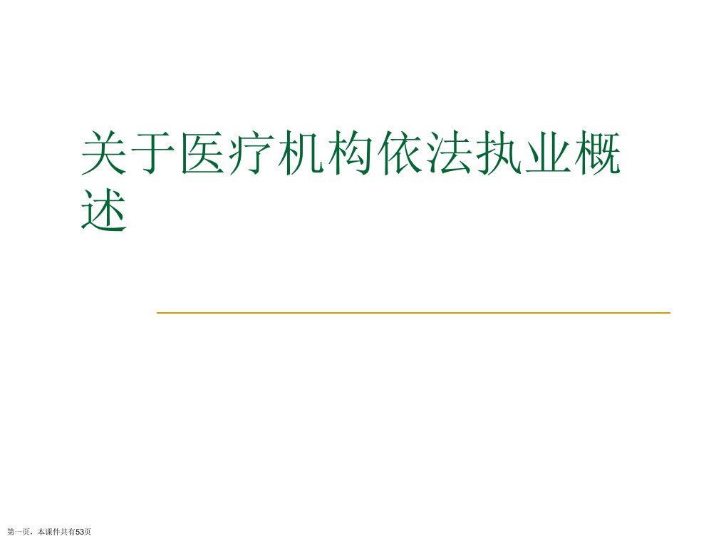 医疗机构依法执业概述