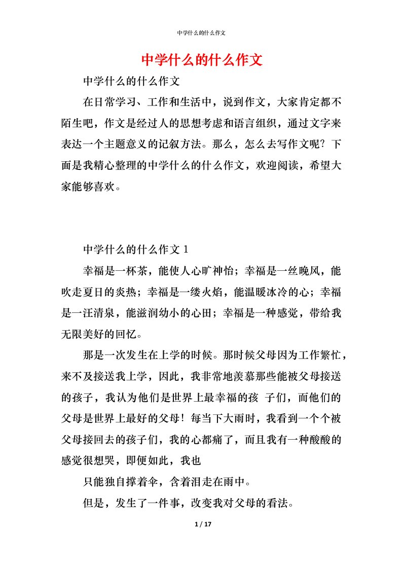 精编中学什么的什么作文