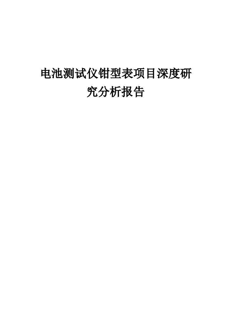 2024年电池测试仪钳型表项目深度研究分析报告