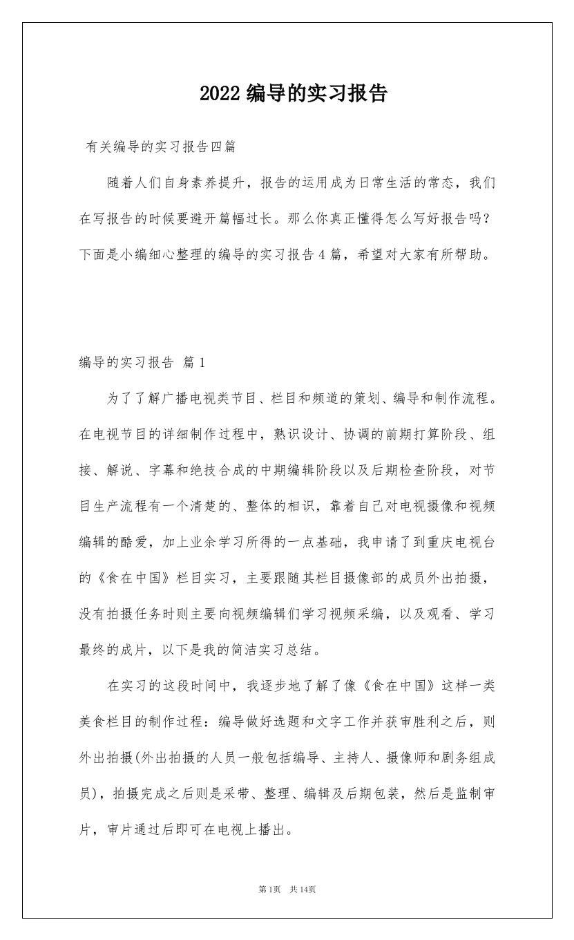 2022编导的实习报告