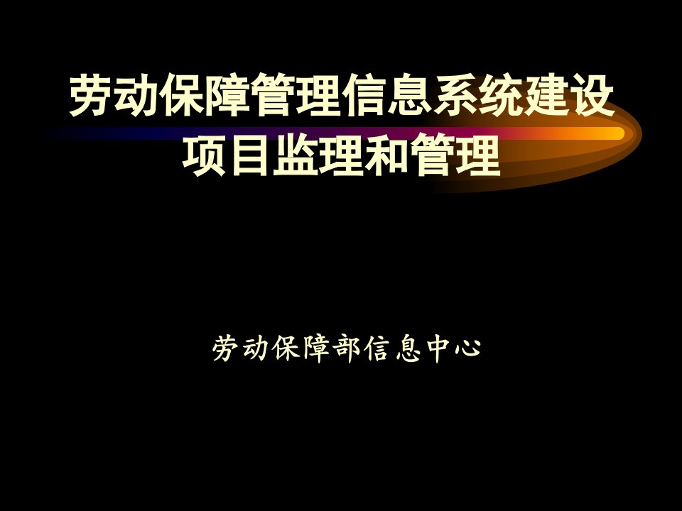 劳动保障管理信息系统建设项目监理和管理课件