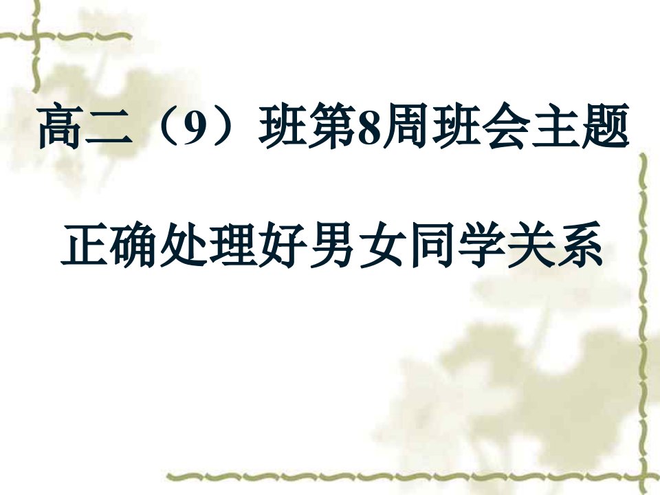 高二9班主题班会正确处理好男女同学的关系