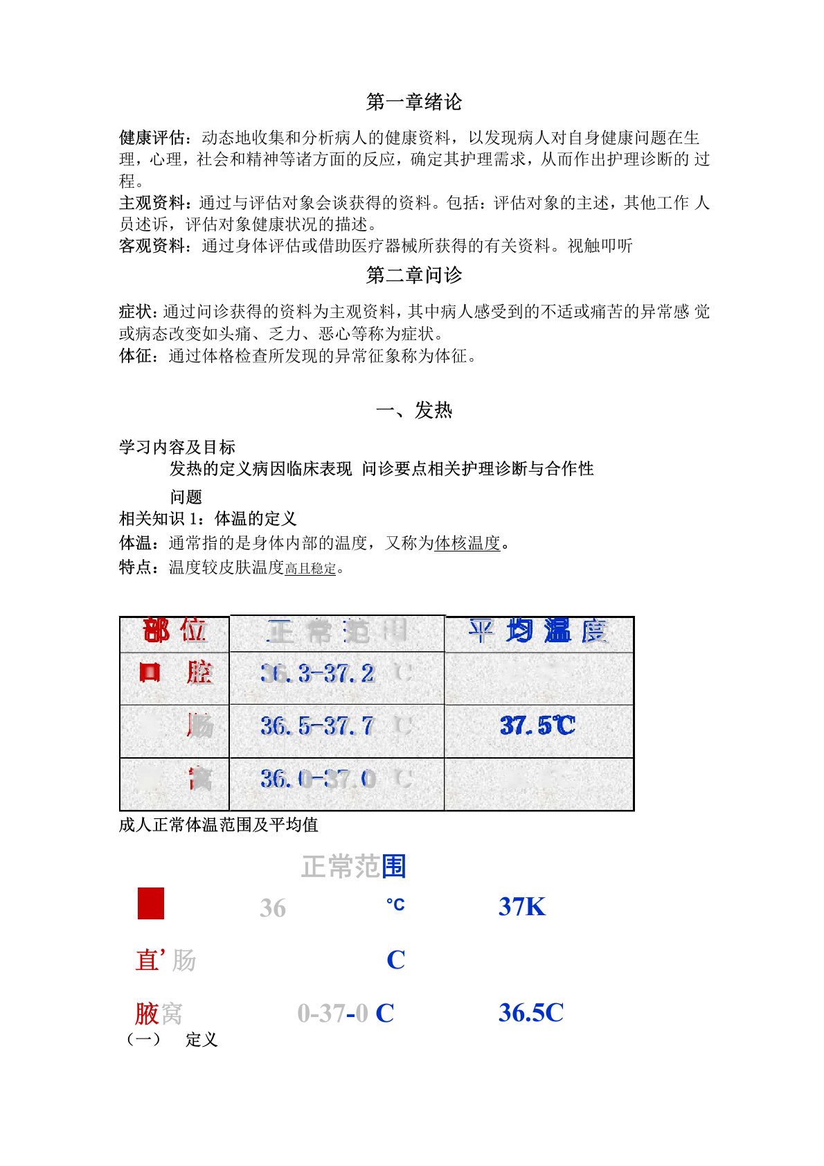 健康评估知识点总结