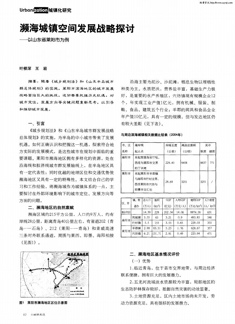 濒海城镇空间发展战略探讨——以山东省莱阳市为例