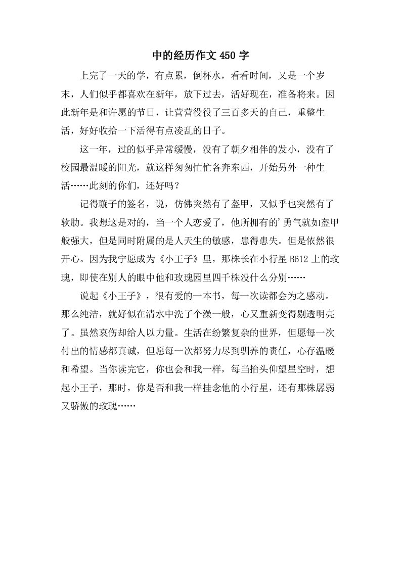 中的经历作文450字