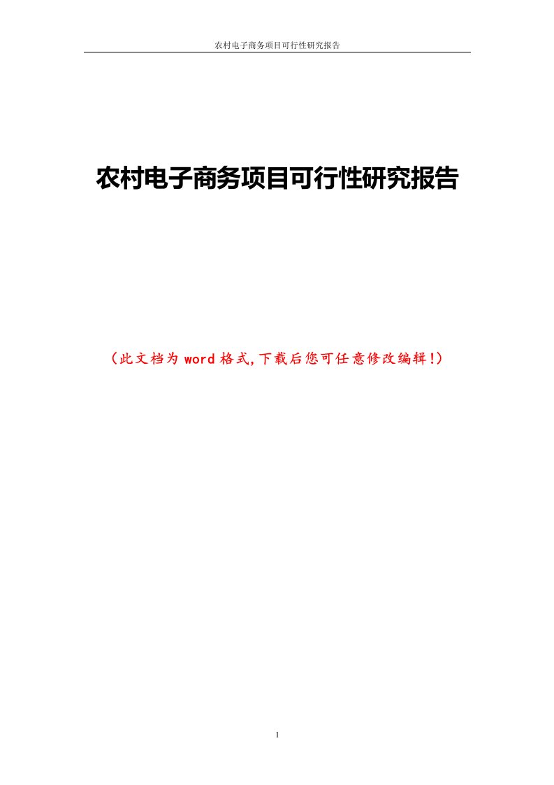 农村电子商务项目可行性研究报告1