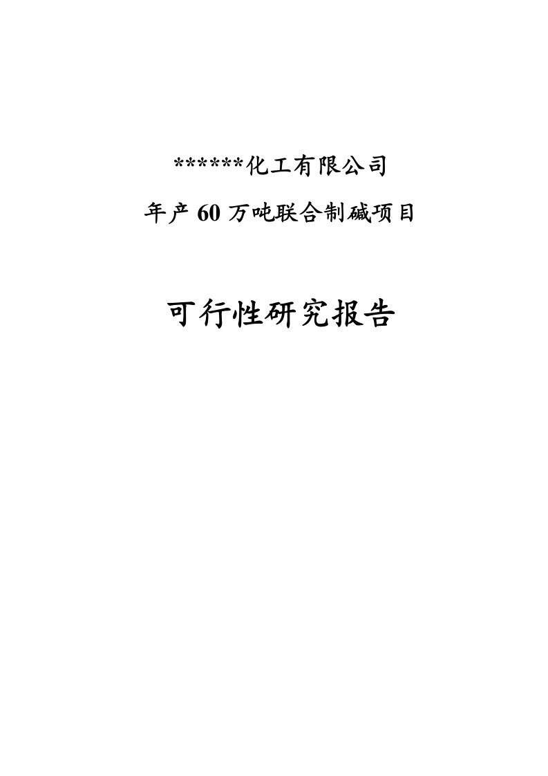 某化工公司年产60万吨联合制碱项目可行性研究报告书