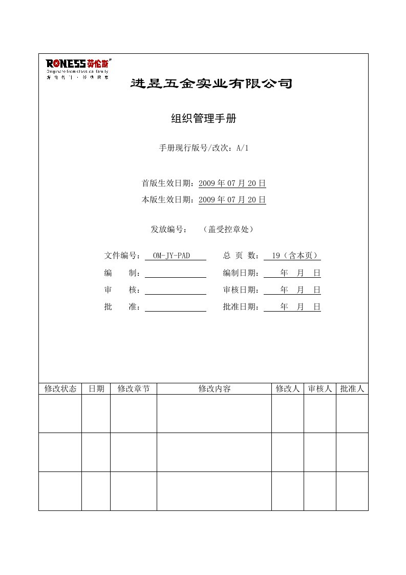 人事行政部组织管理手册