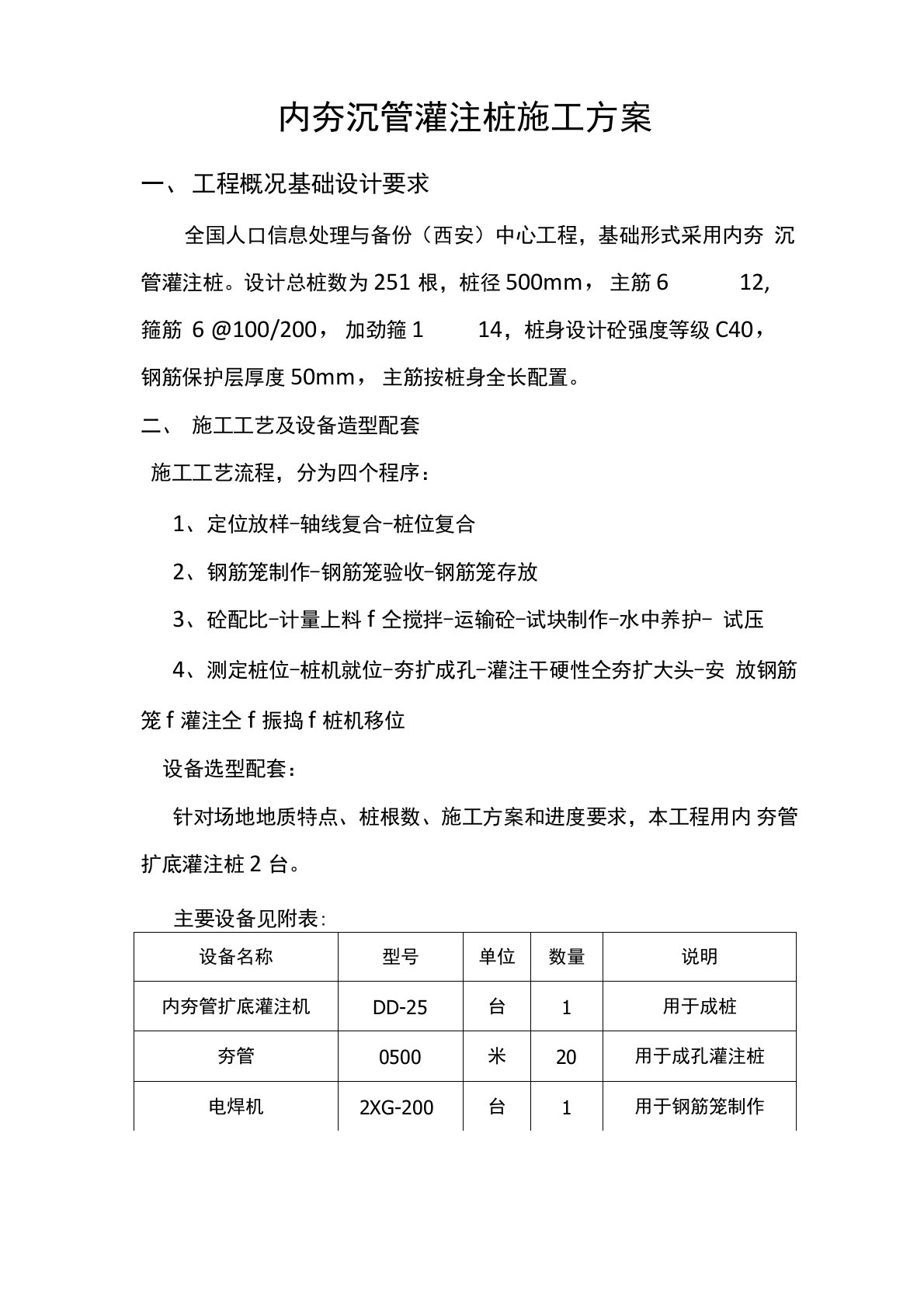 内夯沉管灌注桩施工方案