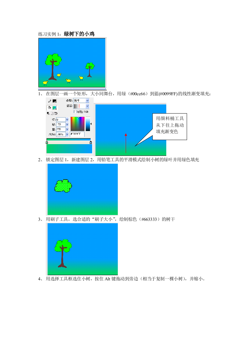 树林中的小鸡