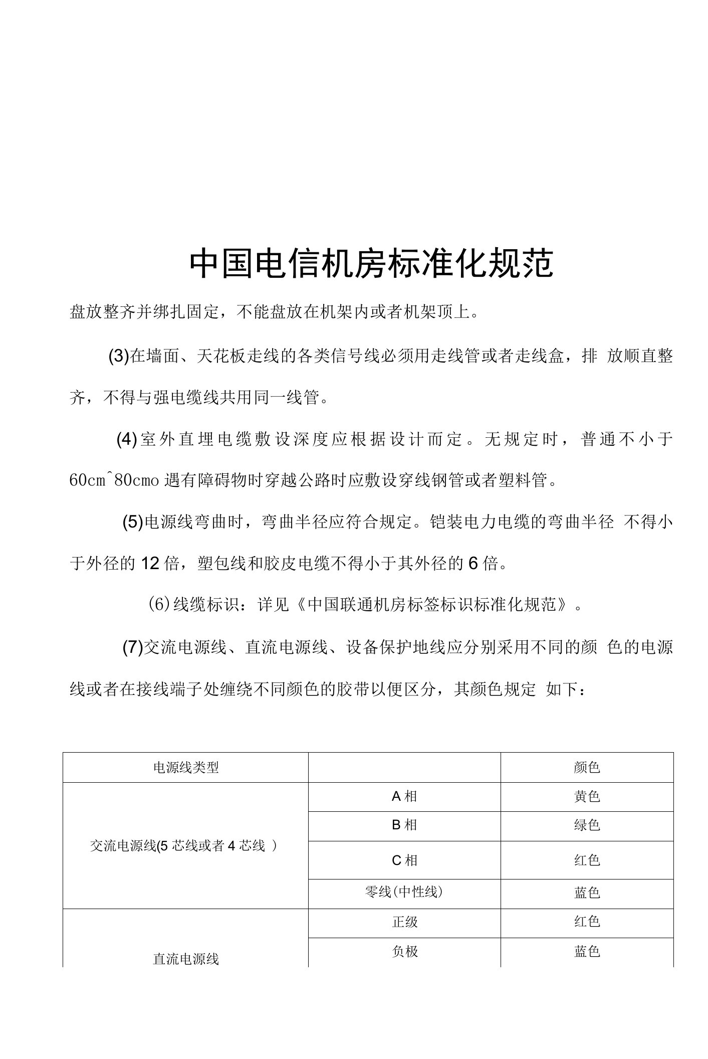 中国电信机房标准化规范