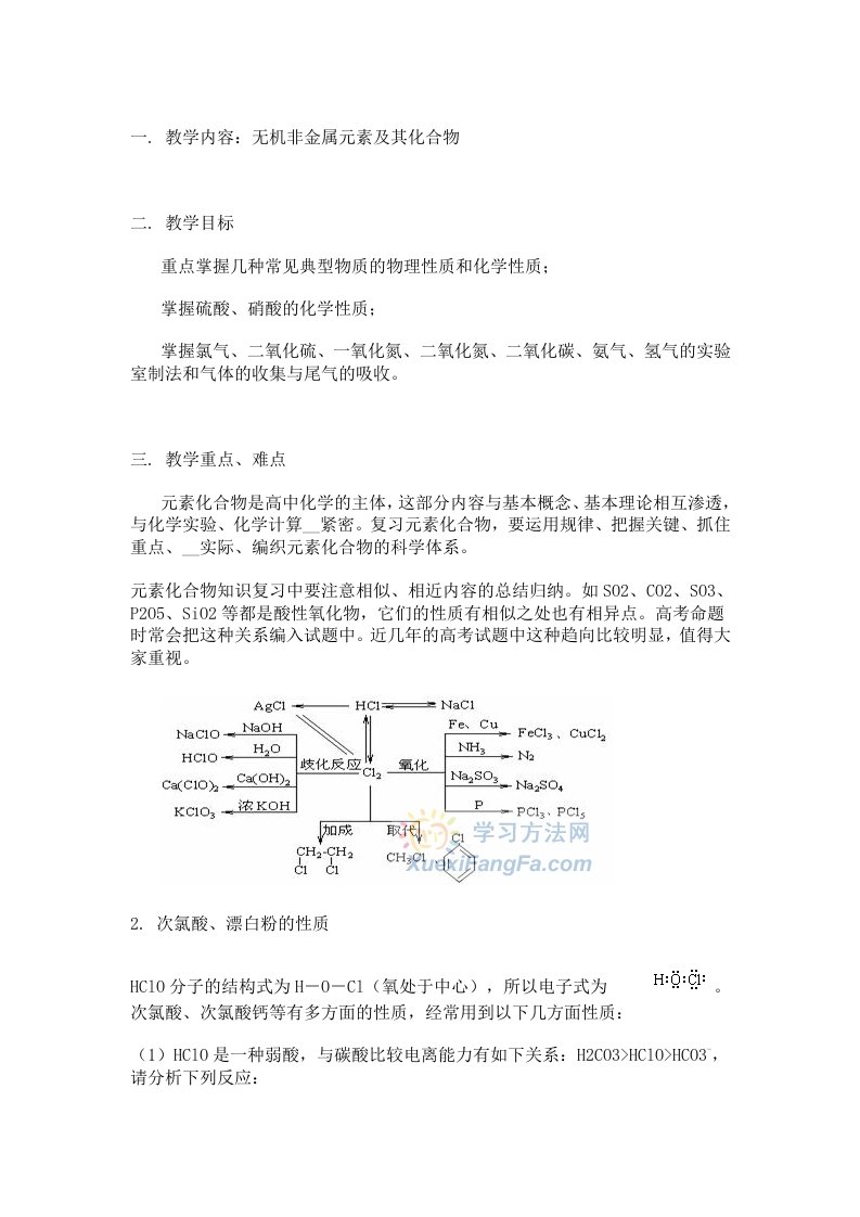 无机非金属元素及其化合物