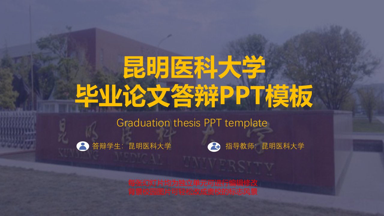 昆明医科大学毕业论文答辩PPT模板