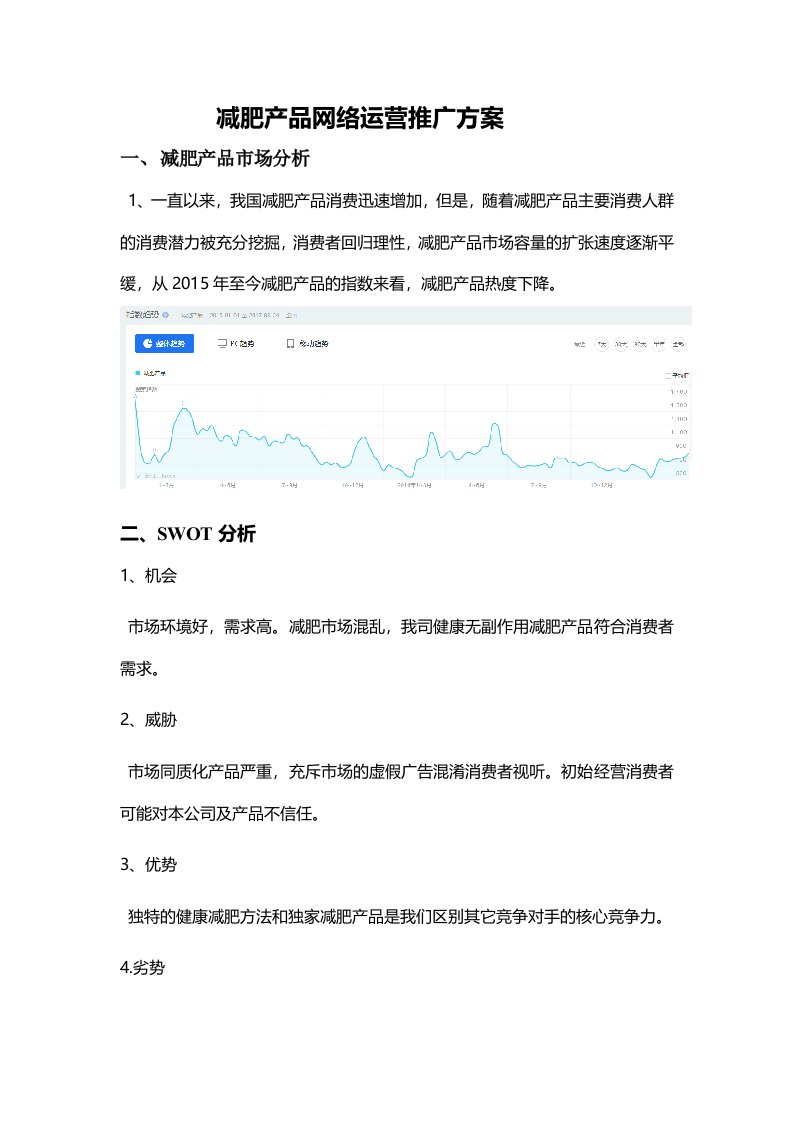 减肥产品网络运营推广营销策划方案稿