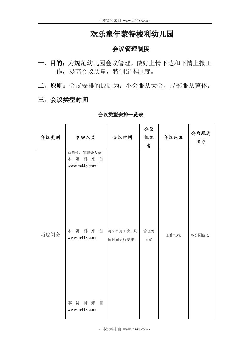 《欢乐童年蒙特梭利幼儿园人力资源管理管理制度汇编》(35页)-人事制度表格