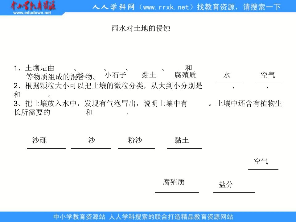 教科版科学五上《雨水对土地的侵蚀》ppt课件