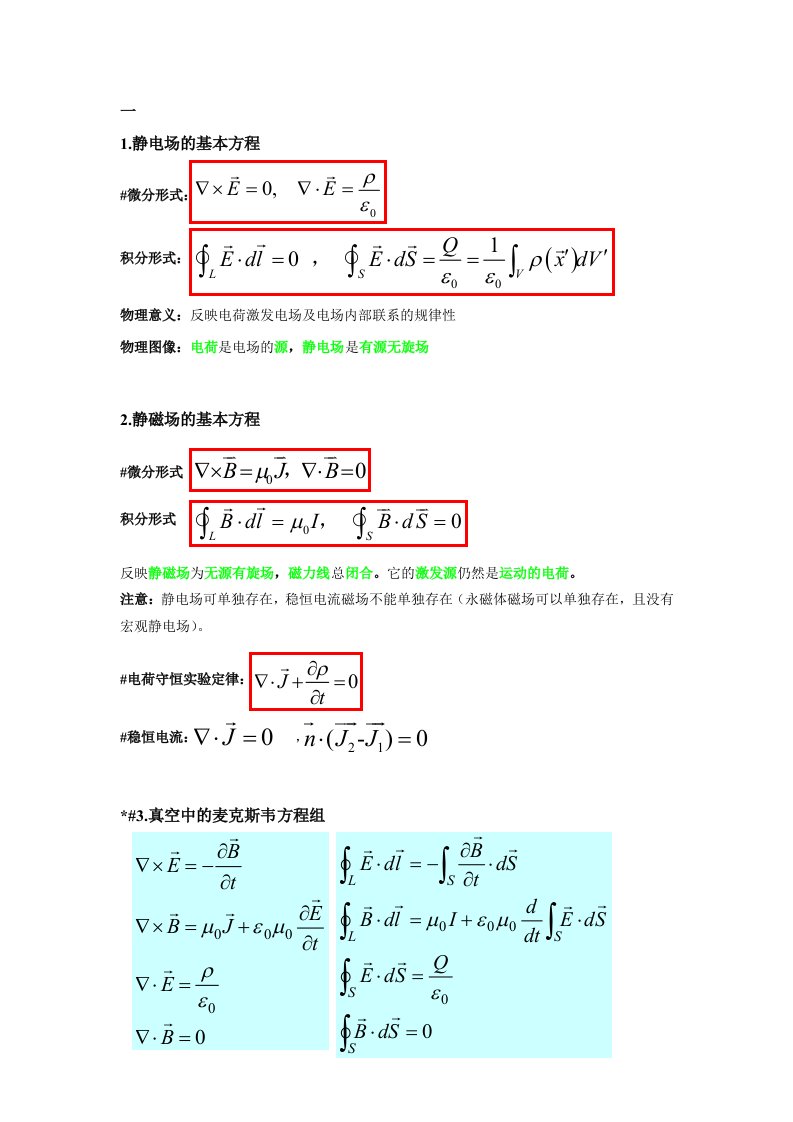 电动力学重点知识总结(期末复习必备)