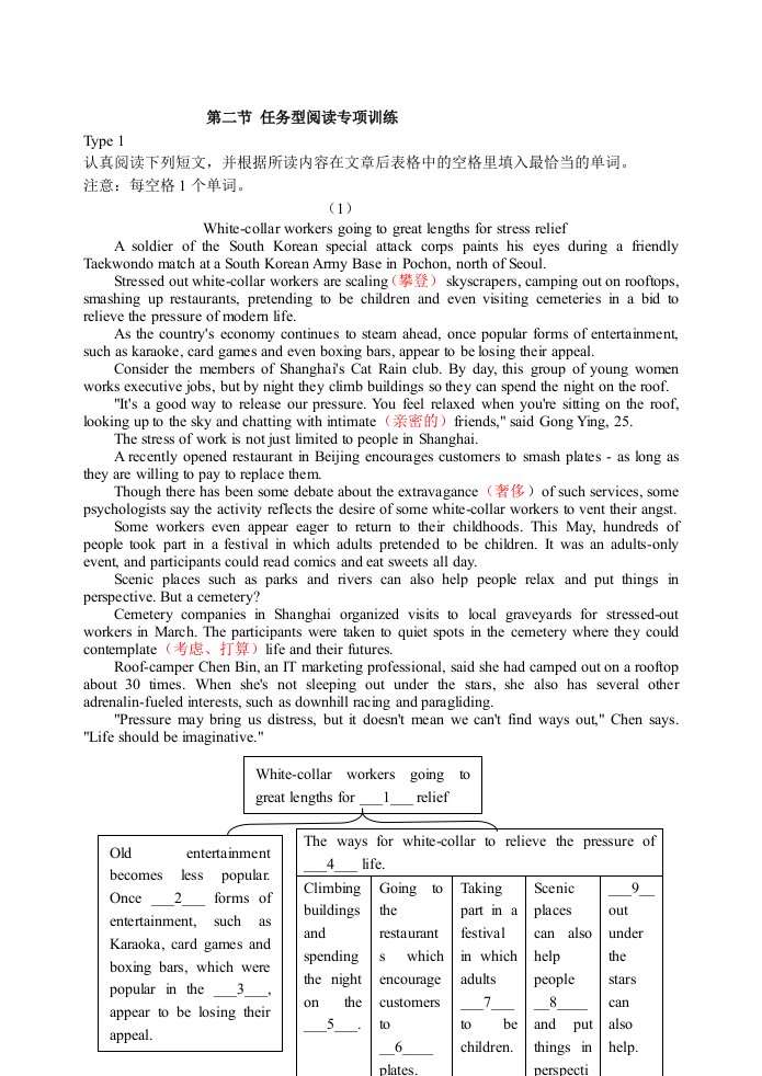 高考英语新题型任务型阅读专项训练(30篇)