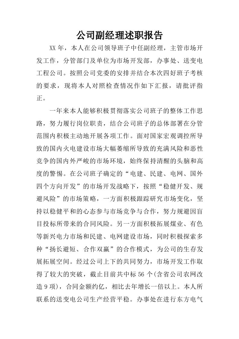 公司副经理述职报告.doc