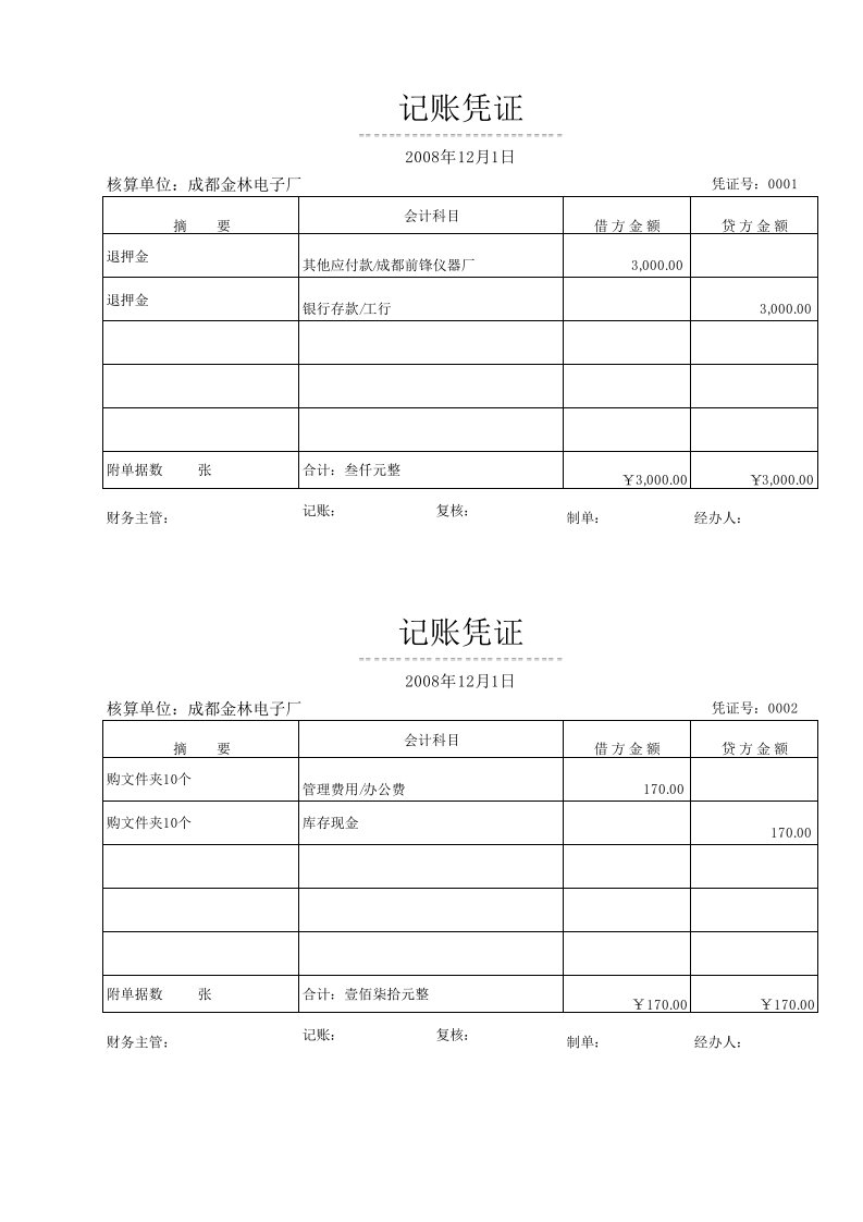 电大会计综合模拟实验操作EXCEL帐套版