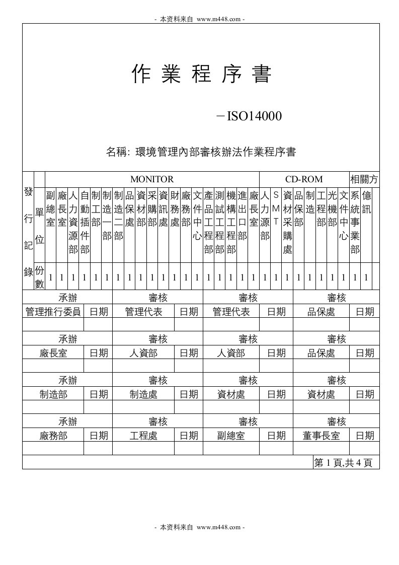 《某显示器光驱生产企业ISO14000作业程序书全套》(63页)-作业指导