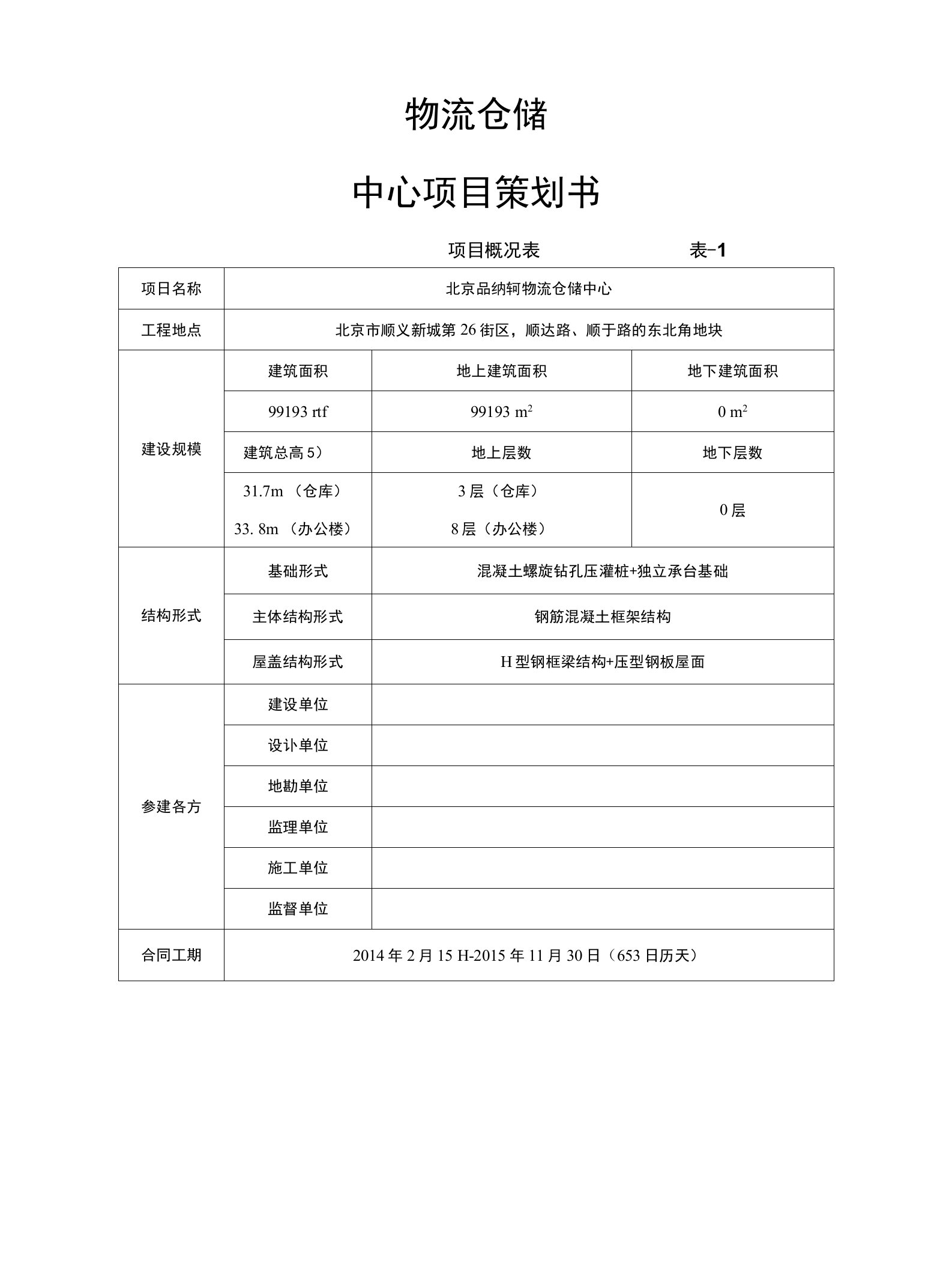 物流仓储中心项目策划书