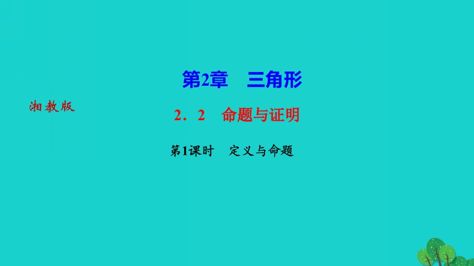 2022八年级数学上册第2章三角形2.2命题与证明第1课时定义与命题作业课件新版湘教版