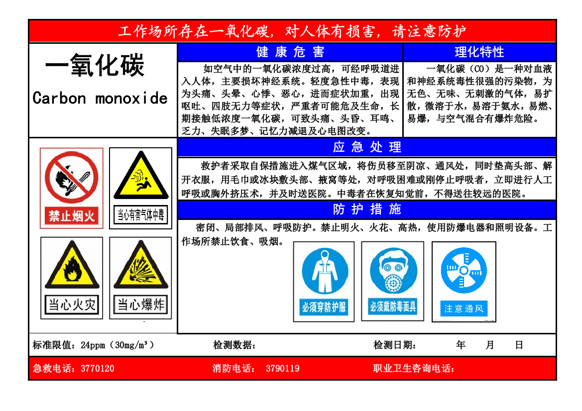 工作场所职业危害告知卡2017新版
