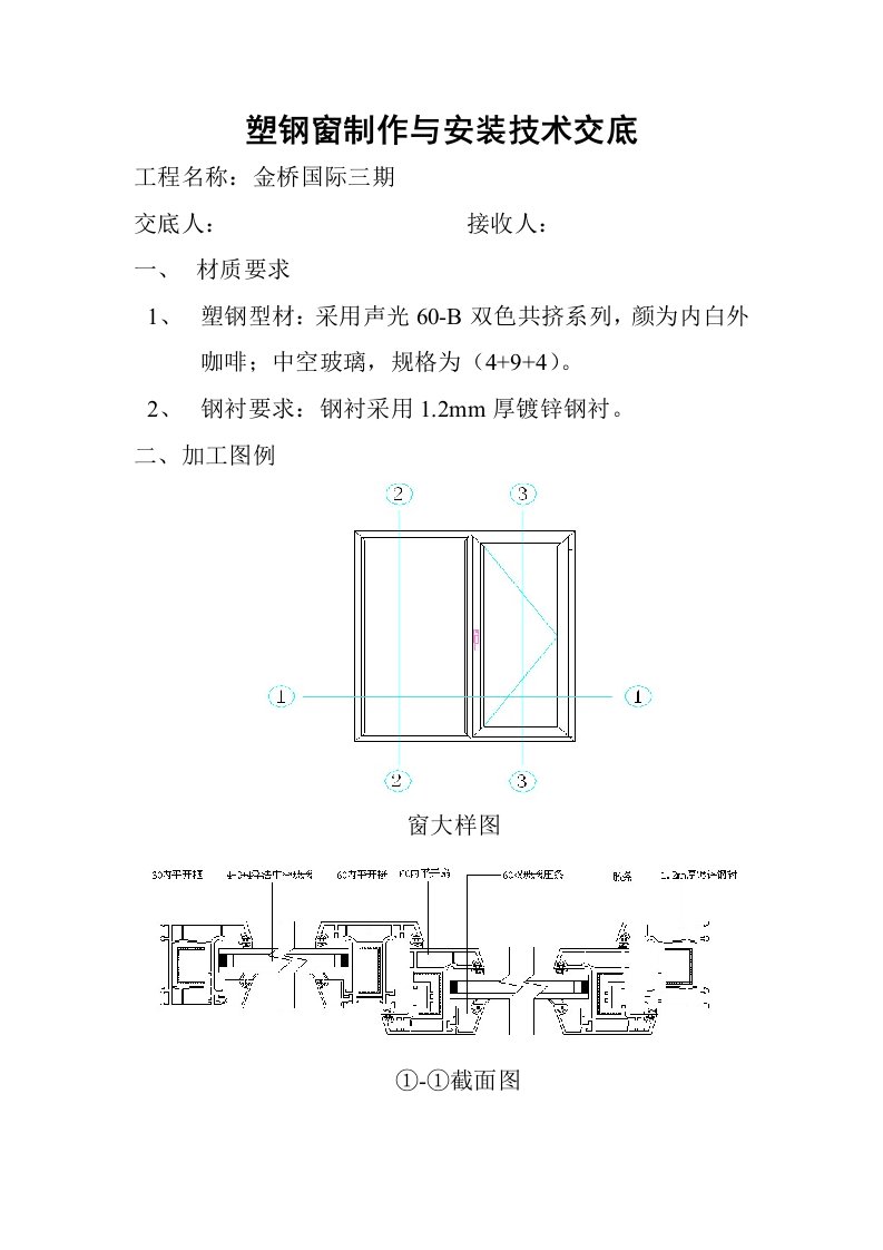 塑钢窗制作安装技术交底