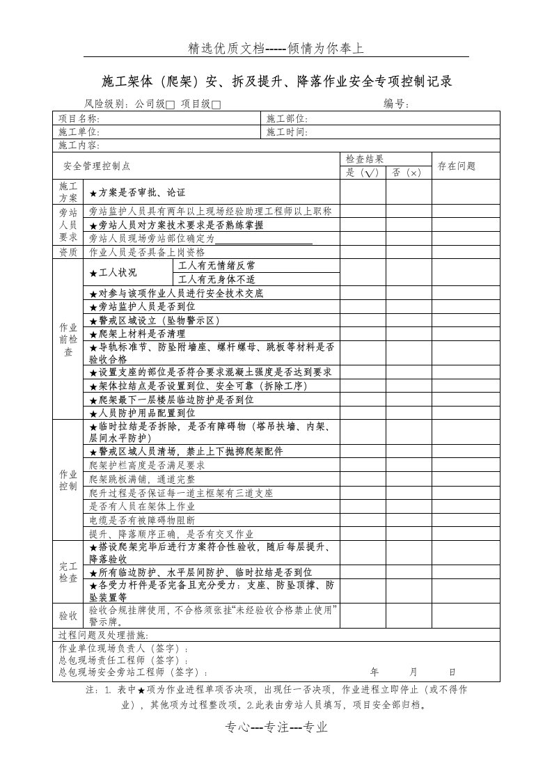 爬架拆除旁站记录(共2页)