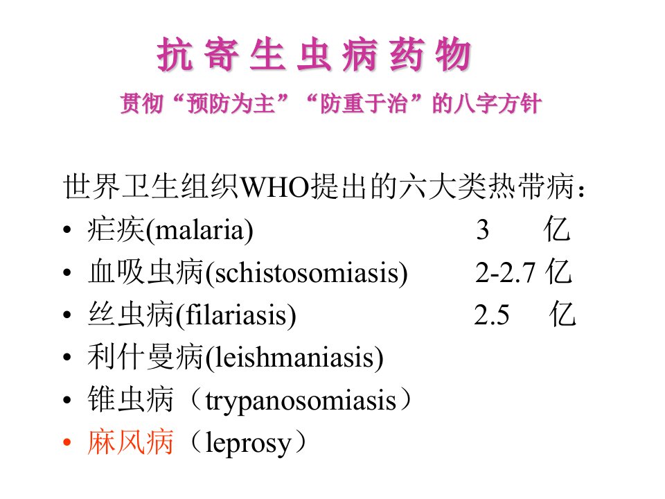 抗寄生虫病药物