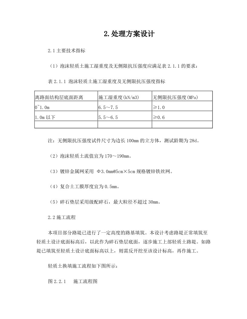 1+泡沫轻质土路基设计施工说明