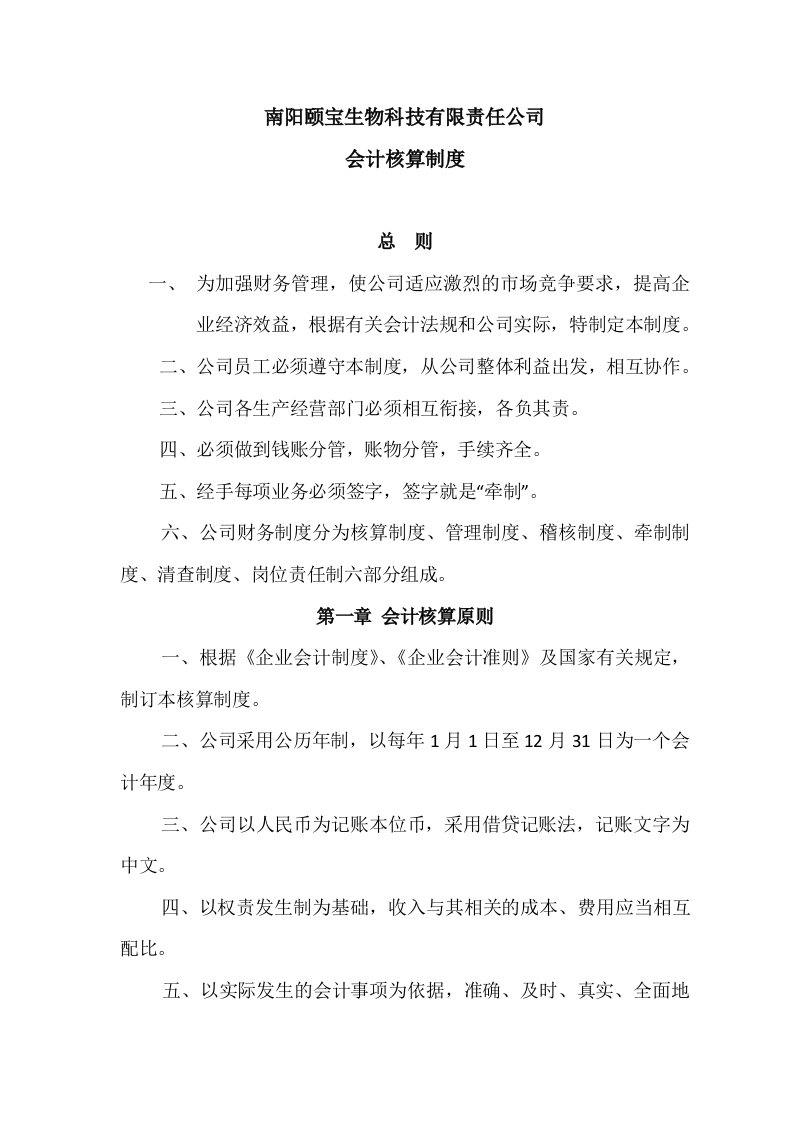 公司会计核算制度