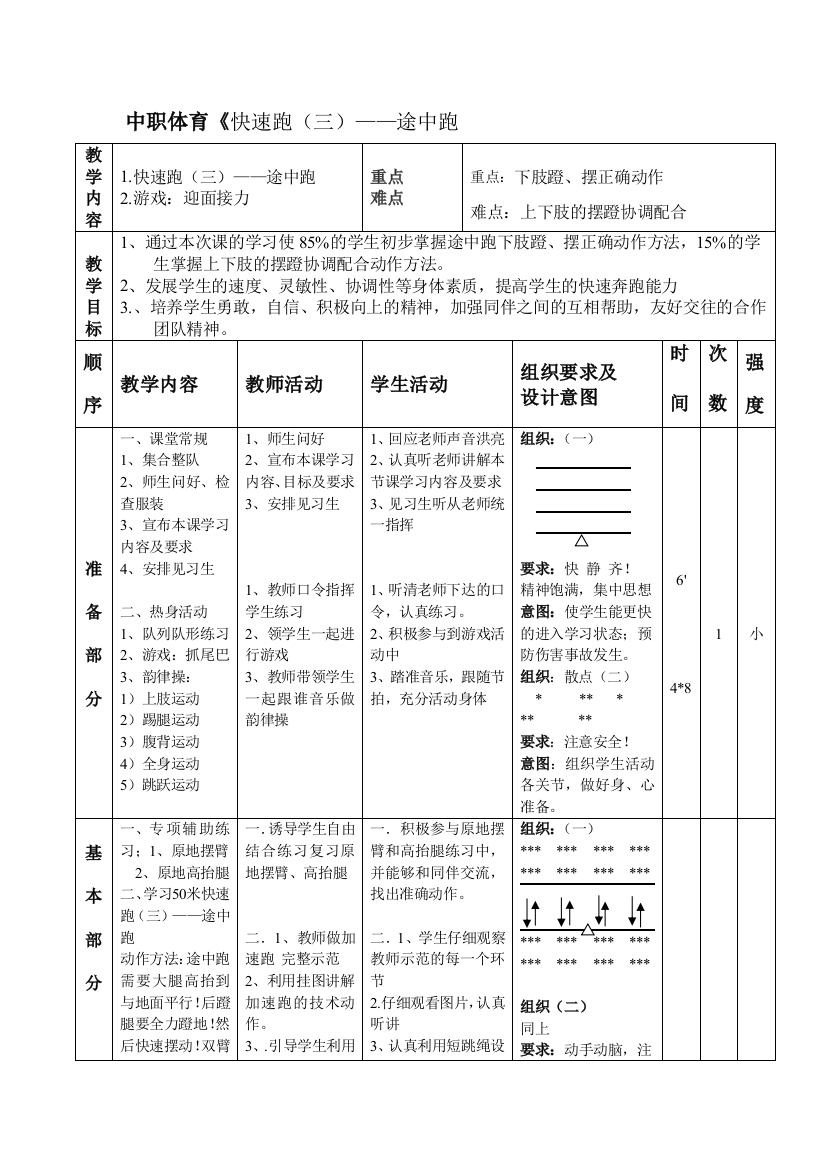 中职体育教案