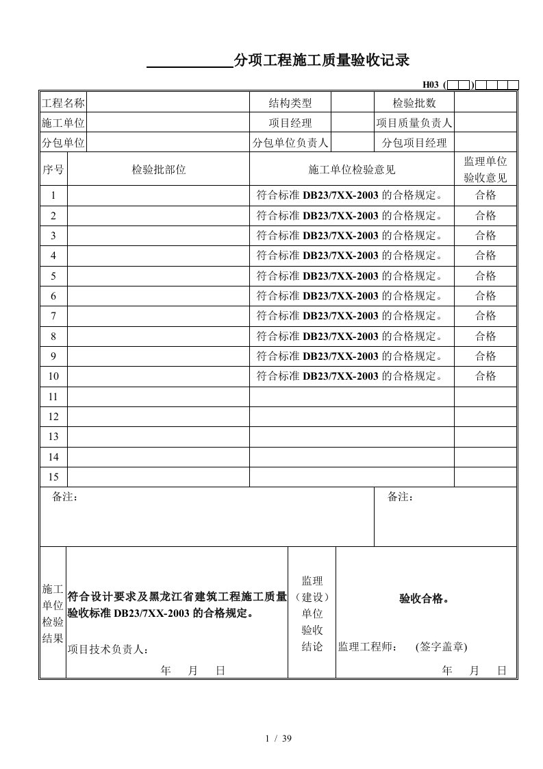 装饰工程检验批资料大全