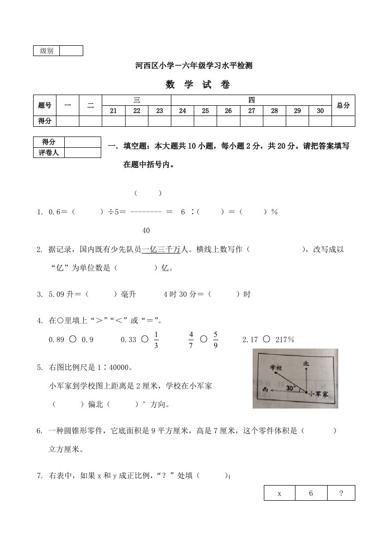 2021年天津市河西区小升初数学试卷