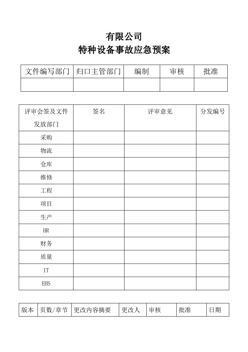 企业管理-特种设备事故应急预案