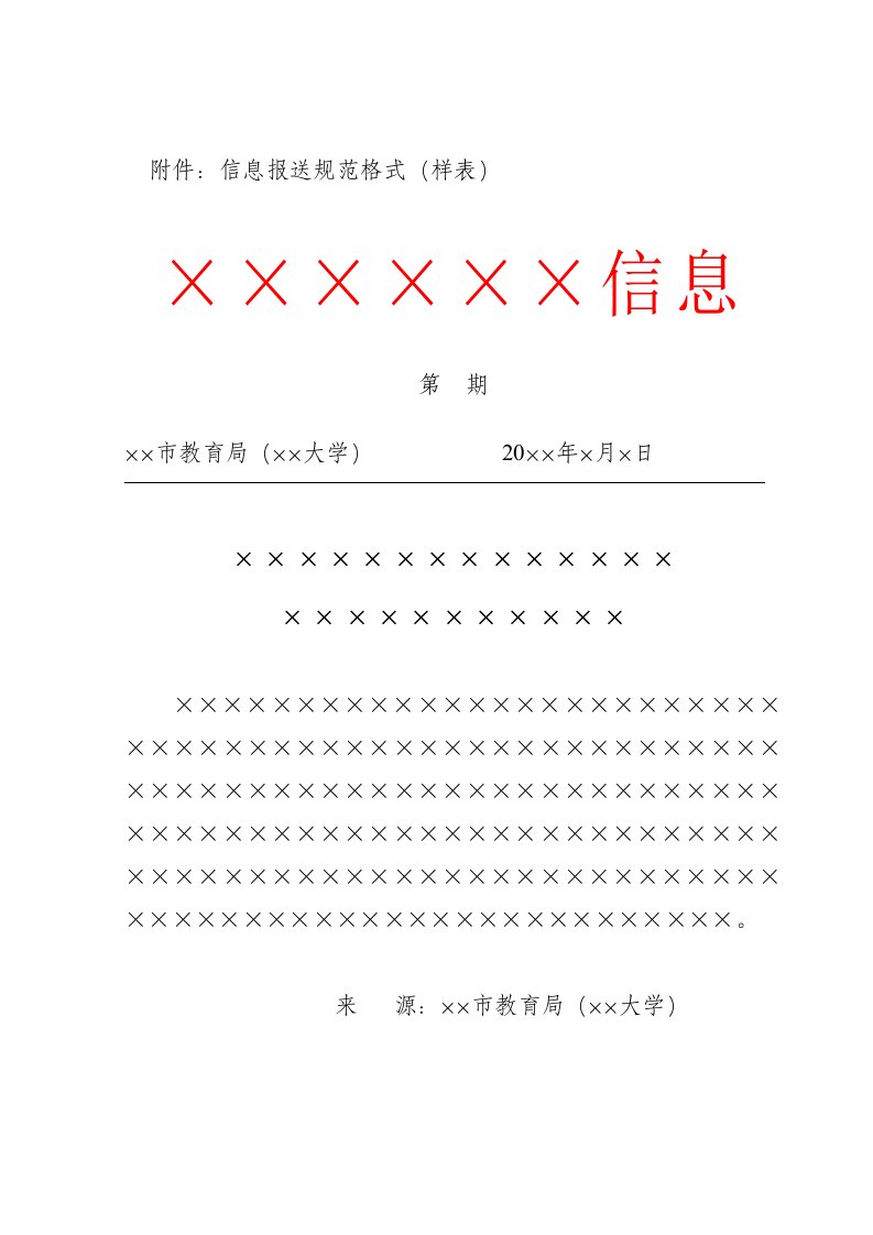 附件：信息报送规范格式（样表）