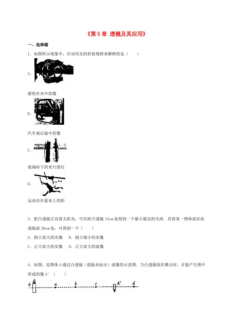 河北省沧州市献县垒头中学八级物理上册《第5章