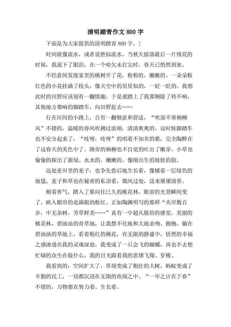 清明踏青作文800字