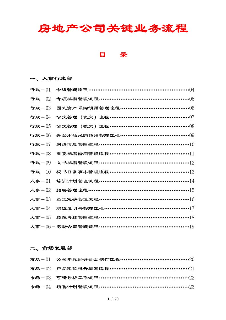 房地产公司关键业务流程